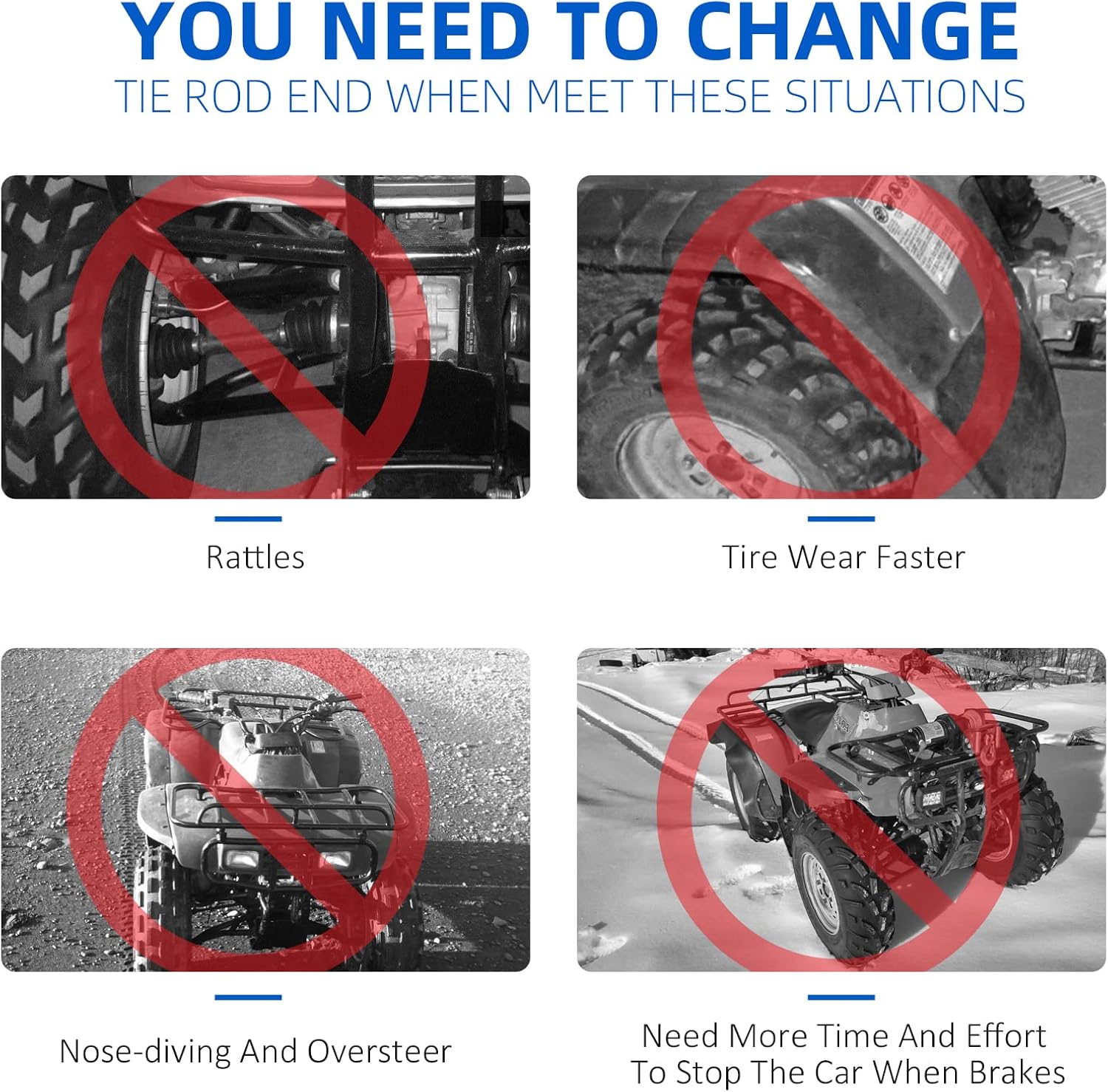 Left & Right Tie Rod Assy Sets for Honda FourTrax 300 4x4 TRX300FW 1988-2000 FourTrax 300 2x4 TRX300 1993-2000