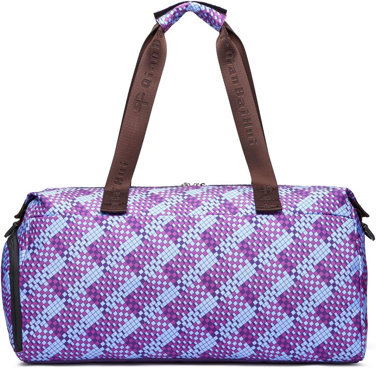 Malirona Gym Bag Lightweight Duffel for Women Sports Duffels Bag with Shoes Compartment 17 Inch (Brown prismatic lattice)