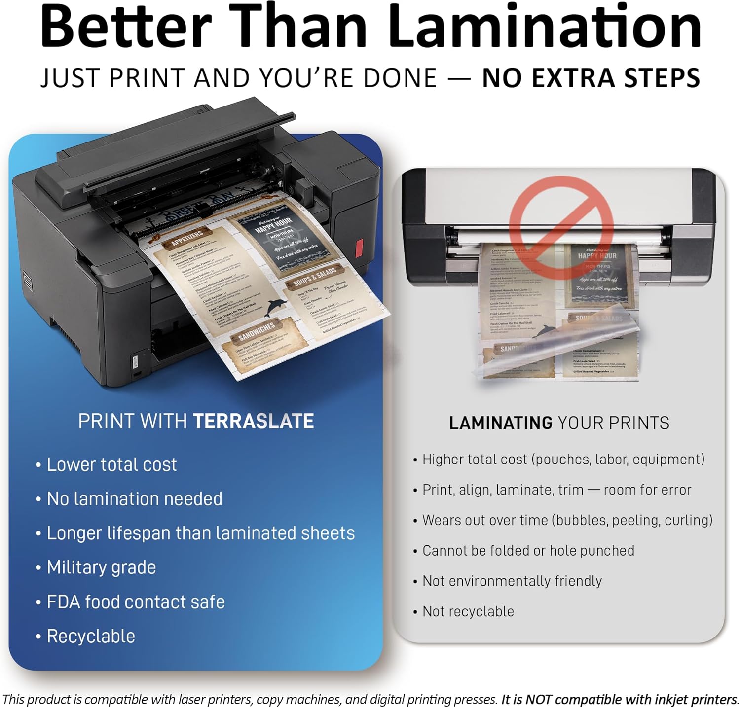 TerraSlate Paper 5 MIL 8.5" x 14" Waterproof Laser Printer/Copy Paper 50 Sheets