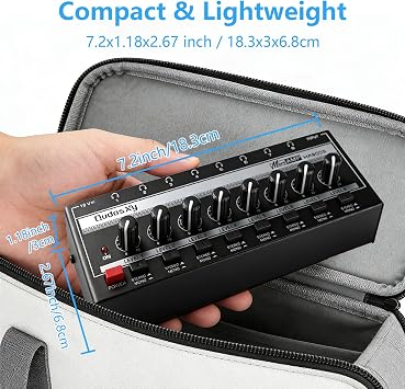HA800S Audio Mixer, 8-Channel Stereo Line Mixer for Sub-Mixing, Independent Volume & Stereo/Mono Control, 1/4 TRS Input/Output for Headphone Monitoring, Studio Recording, Band Rehearsal
