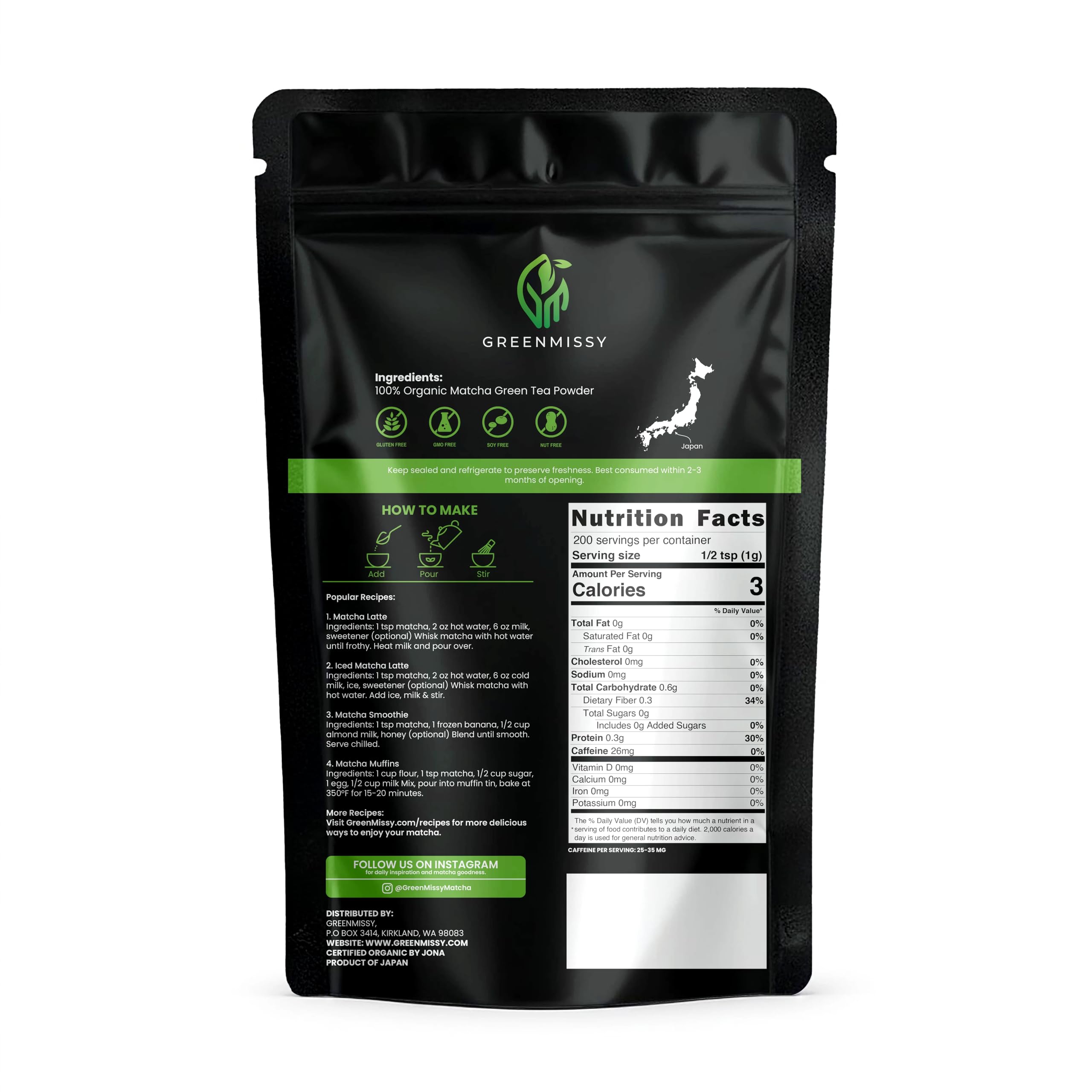 GreenMissy Organic Matcha Powder 7 05 OZ 200 g Premium Ceremonial Grade Authentic Japanese Matcha Green Tea 100 — view 2