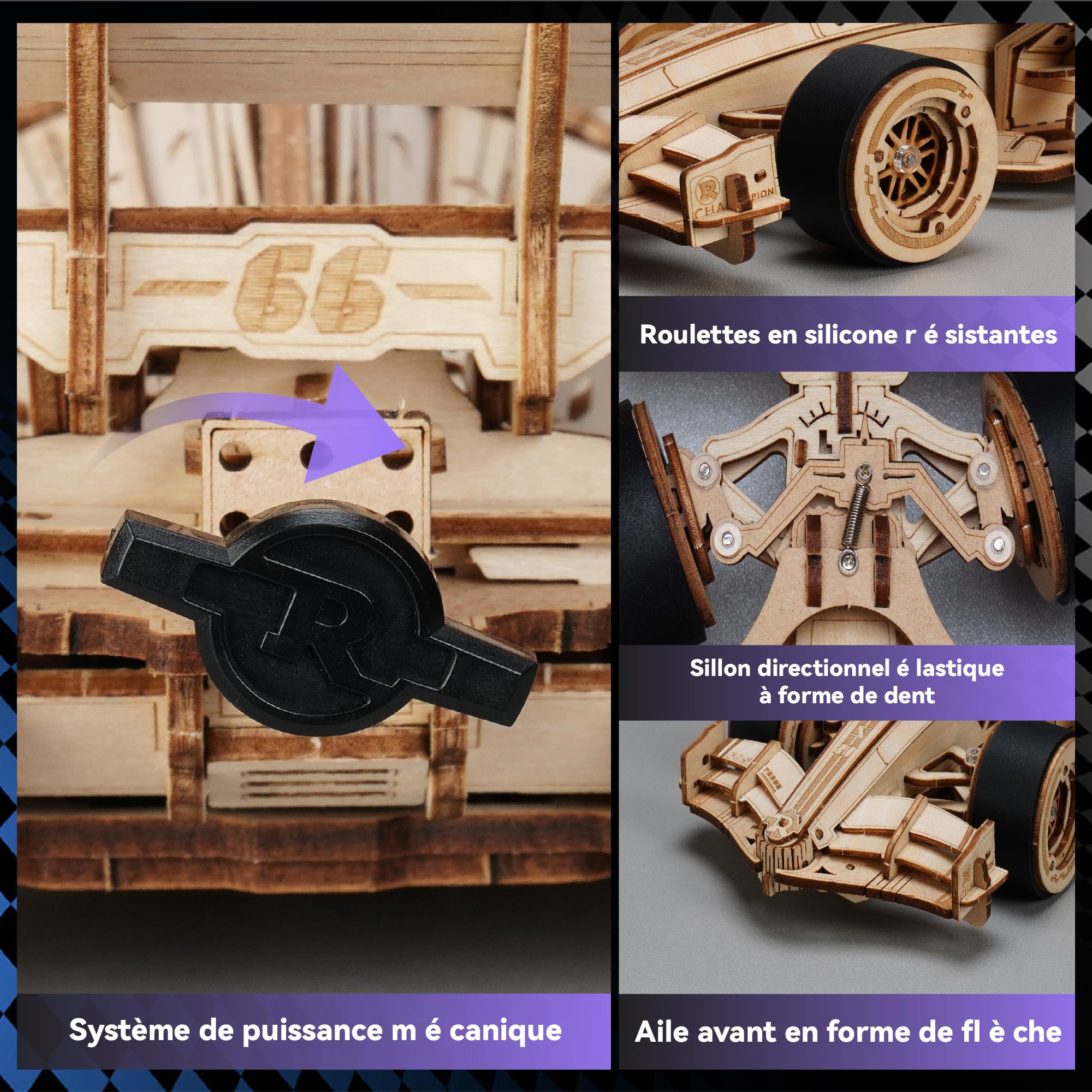 ROWOOD Maquette de Voiture de Course en Bois pour Adultes et Adolescents à Construire, Puzzle 3D en Bois, Maquette de véhicule à Construire, kit de Bricolage, Cadeau créatif pour Lui