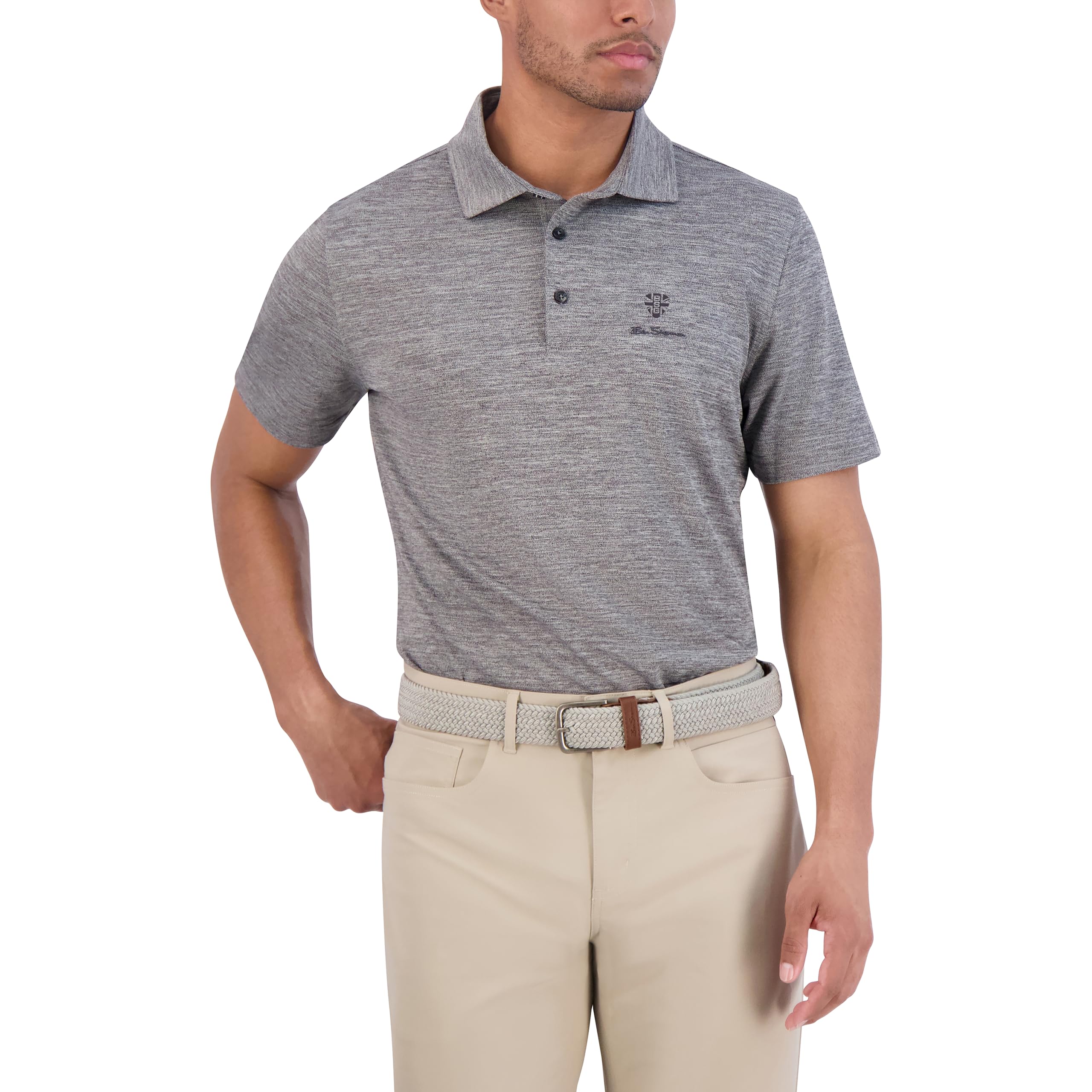 Ben Sherman Short Sleeve Yarn Dye Heather Polo Top Polo chiné à Manches Courtes Homme (Lot de 1)
