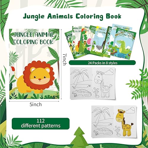 Miniatura 8 de 24 libros para colorear de animales de safari de la selva a granel para niños, mini libro de dibujo de arte de bricolaje, libro de actividades de