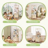 Vista 7 de Organizador de almacenamiento de animales de peluche, organizador grande de juguetes de madera con cajón para guardería, dormitorio, cuarto