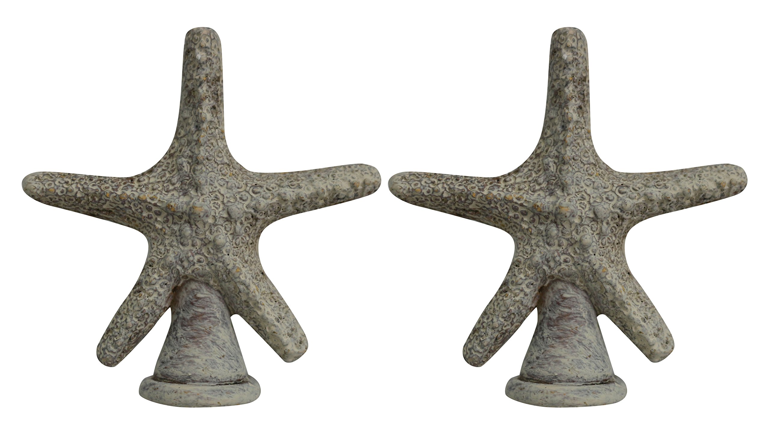 Urbanest Set of 2 Starfish Finial, 2 3/8-inch Tall, Weathered White