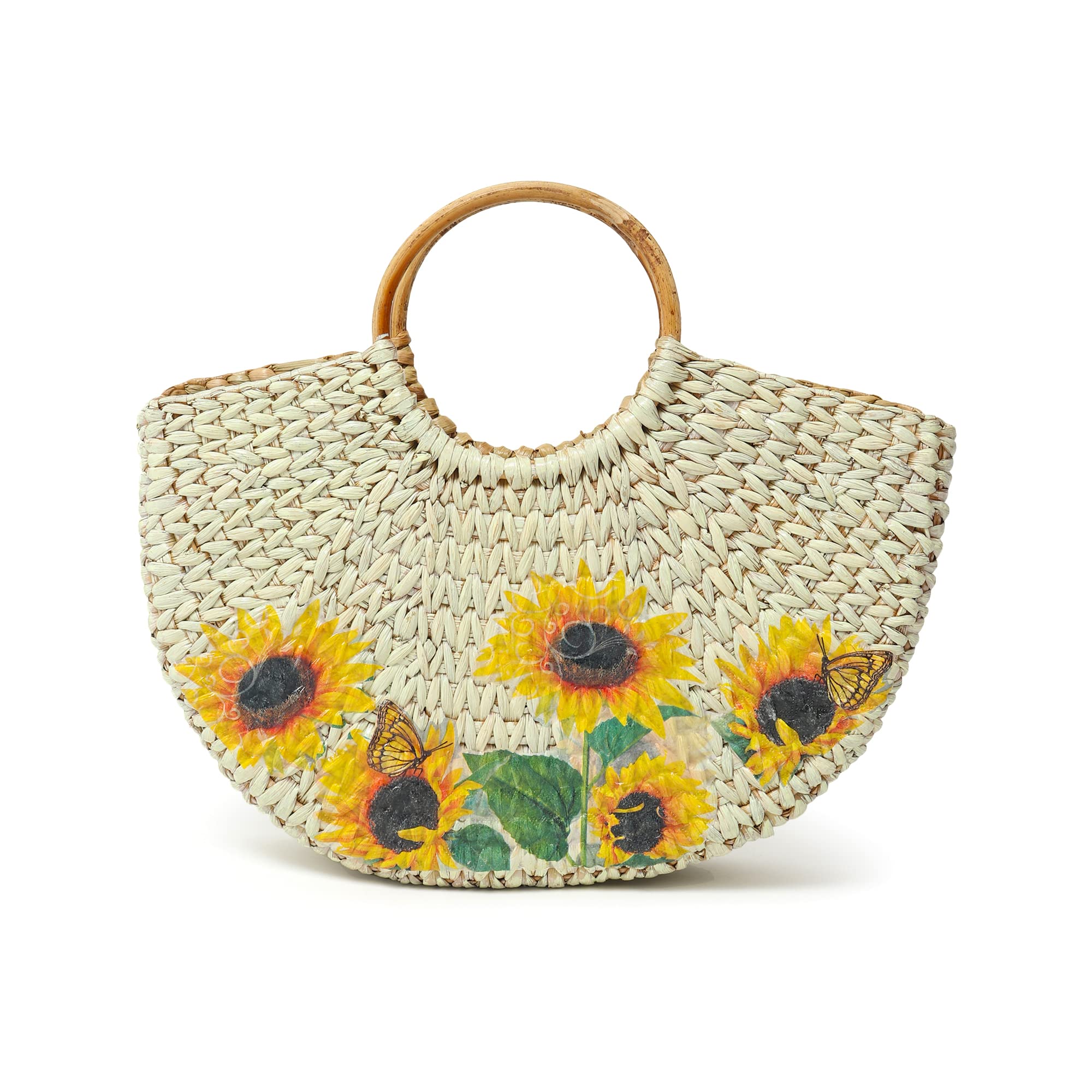 habere india-all the cultures fabricating india Straw Bag | Small Tote | Basket Bags | Bamboo Tote | Beach Bags for Women | Half Moon Bag | White Handbag (Design 01)-picture-10