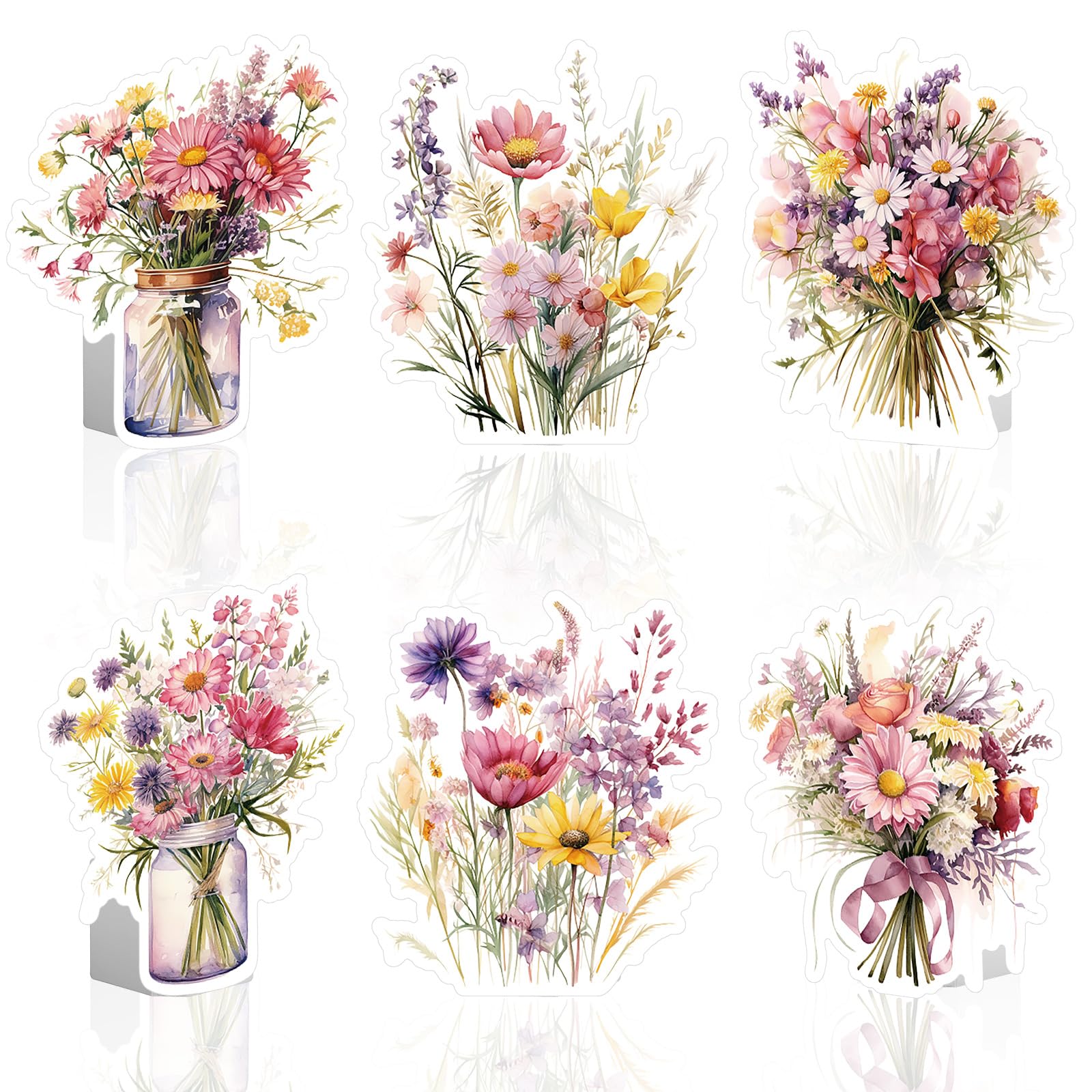 Fullhawl 6 Pcs 11 Inch Wildflower Party Decorations Wildflower Centerpieces Spring Floral Table Sign with Holder Stand Garden Party Decorations for