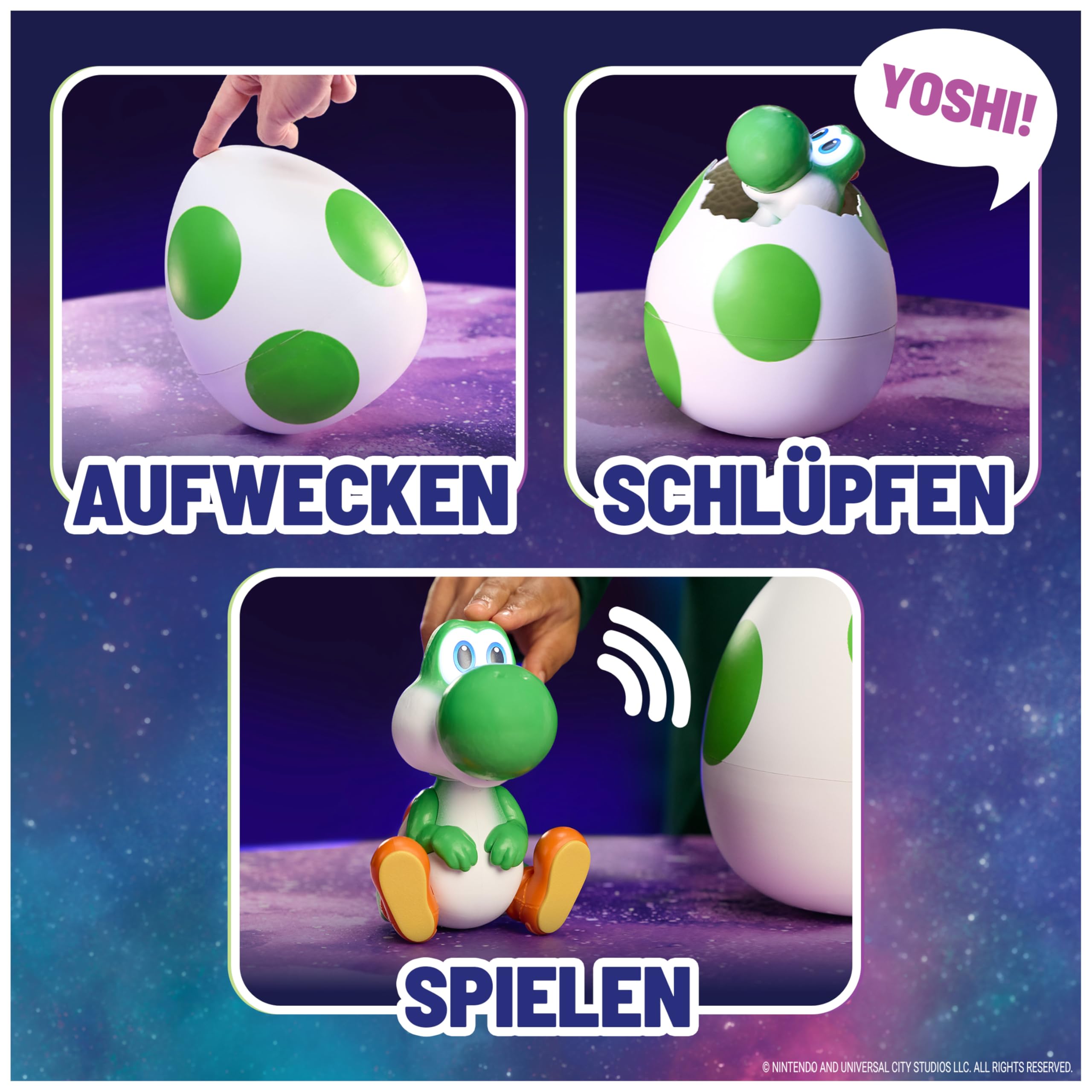 Super Mario Galaxy Movie Hatchin' Yoshi im Ei, ab 4 Jahren | Schlüpft selbst aus dem Ei | Spricht & antwortet | Licht & Sound | Reagiert auf Berührungen | Interaktive Sammelfigur