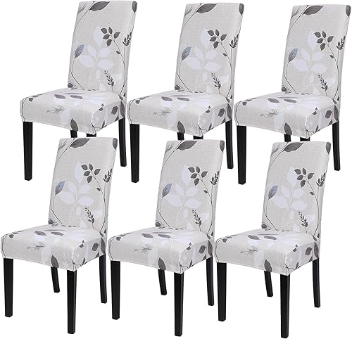SearchI Juego de 6 fundas estampadas para sillas de comedor, fundas elásticas para sillas de cocina, lavables, fundas protectoras extraíbles para