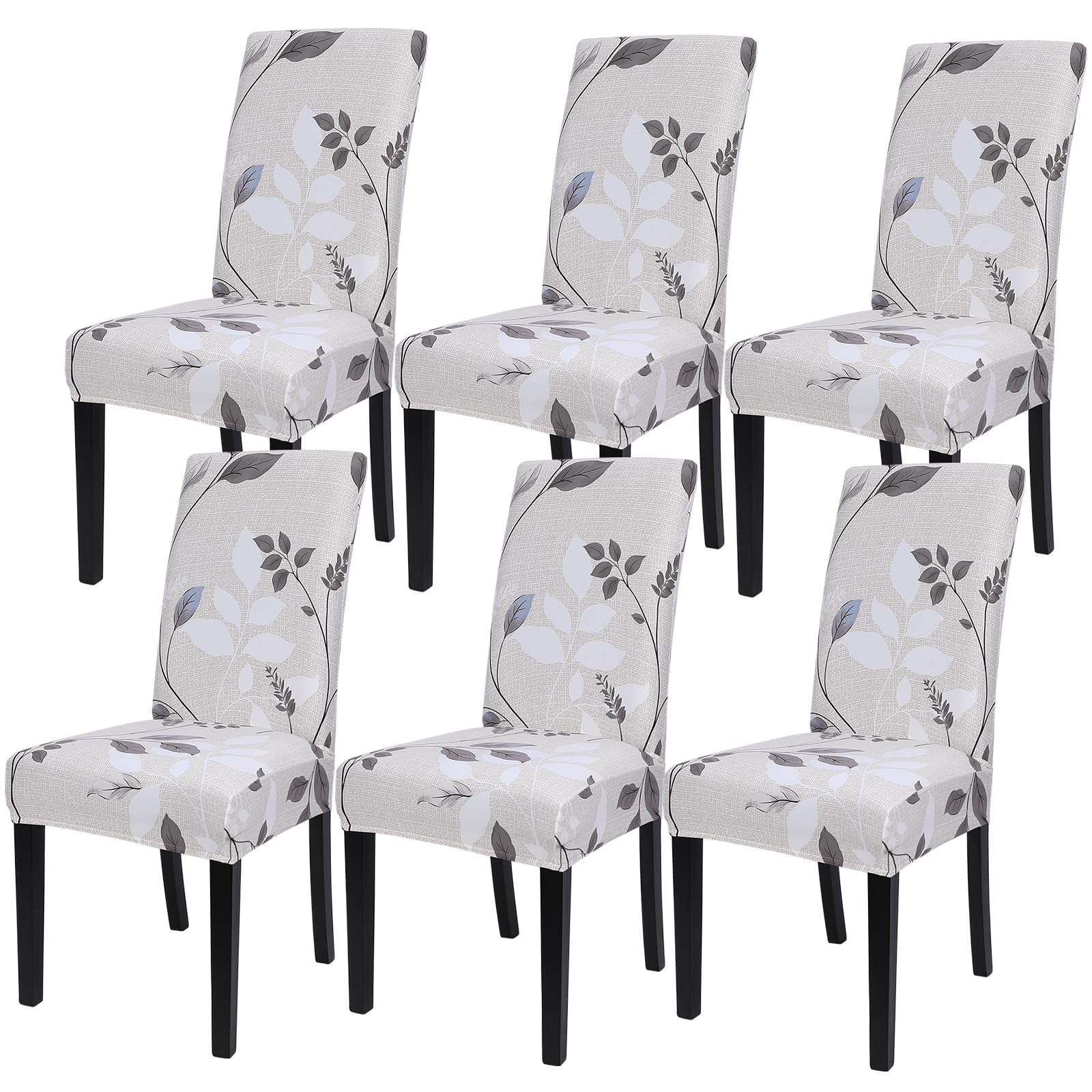 SearchI Printed Dining Room Chair Covers Set of 6, Stretch Kitchen Chair Covers Washable Parsons Chair Slipcover Removable Dining Chair Protectors for