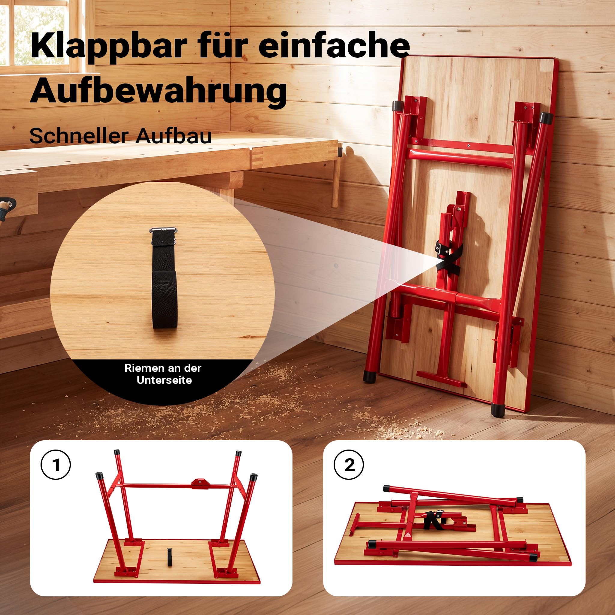 Établi Pliable Table d’Atelier Pliante Surface de Montage 120x62,5 cm Table de Travail Bois