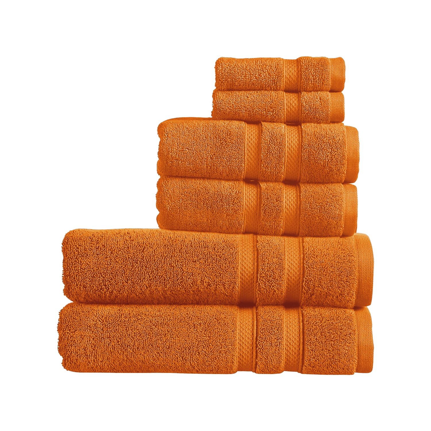 Christy Chroma Bath Sheet Set | Set of 6 | 2 Face 2 Hand 2 Bath Sheets | Highly Absorbent Heavyweight 675GSM | Bold and Bright | Soft Smooth Shower Towels | 100% Cotton | Amber Orange