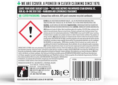 Ecover Power Dishwasher Tablets, Mandarin & Lemongrass, 45 Tablets