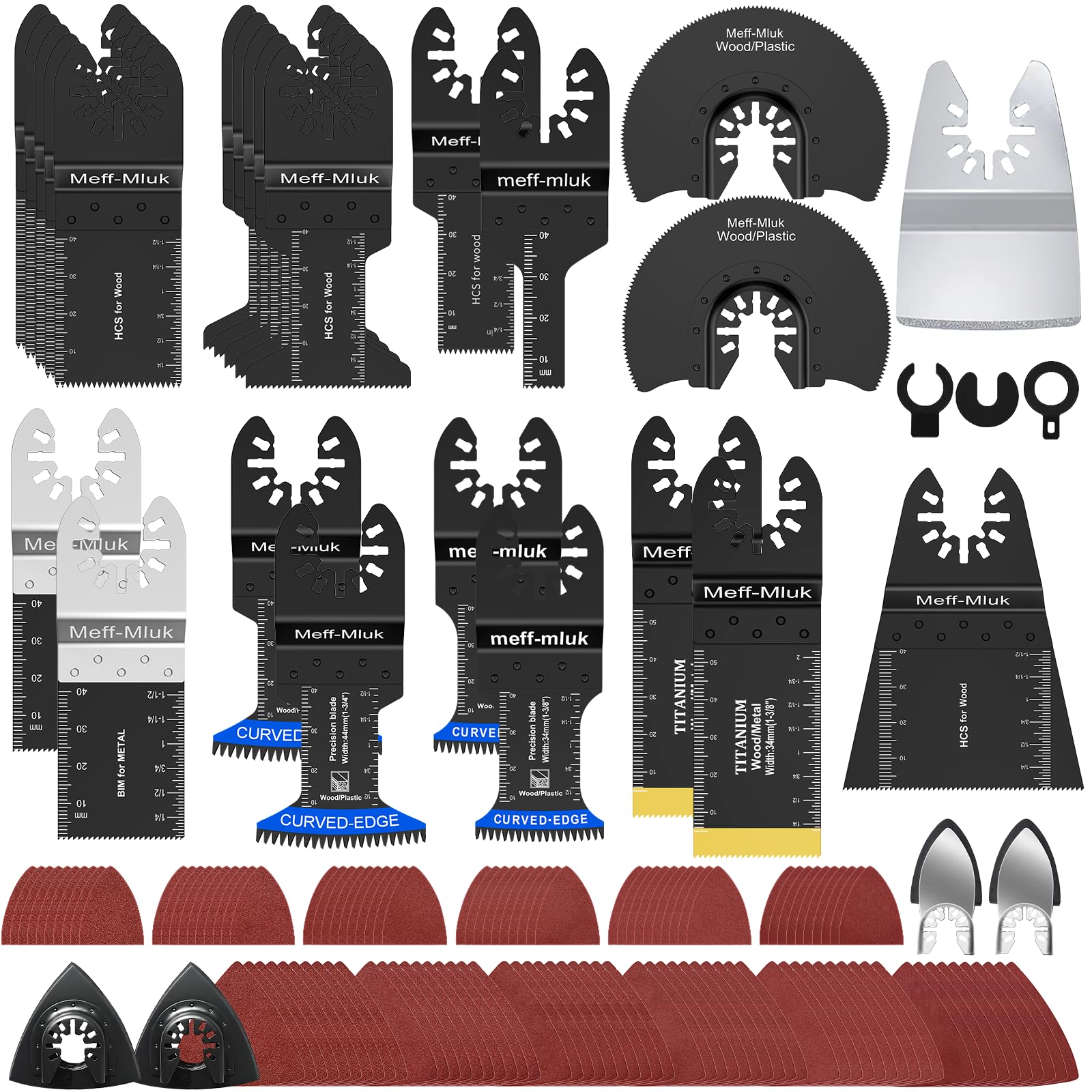 Meff-Mluk 151 PCS Multi Tool Blades Kits for Wood Plastic Metal Cutting