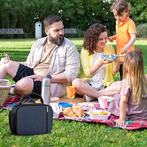 Miniatura 7 de esouler Lonchera Infantil Bolsa de Almuerzo Aislada para Niños y Niñas Resistente Lonchera para Escuela con Soporte para Botella de Agua - Azul