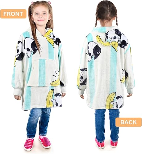 Miniatura 5 de Catalonia Manta de gran tamaño con capucha para niños, sudadera de forro polar con bolsillo frontal grande, 4-12 años para niño y niña