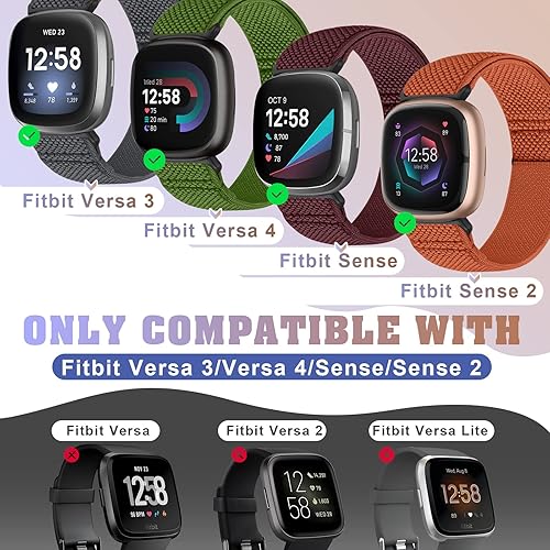 Miniatura 2 de Bcuckood Compatible con Fitbit Versa 4Versa 3Fitbit Sense 2Sense Band para mujeres y hombres, paquete de 5 correas de repuesto de nailon elástico