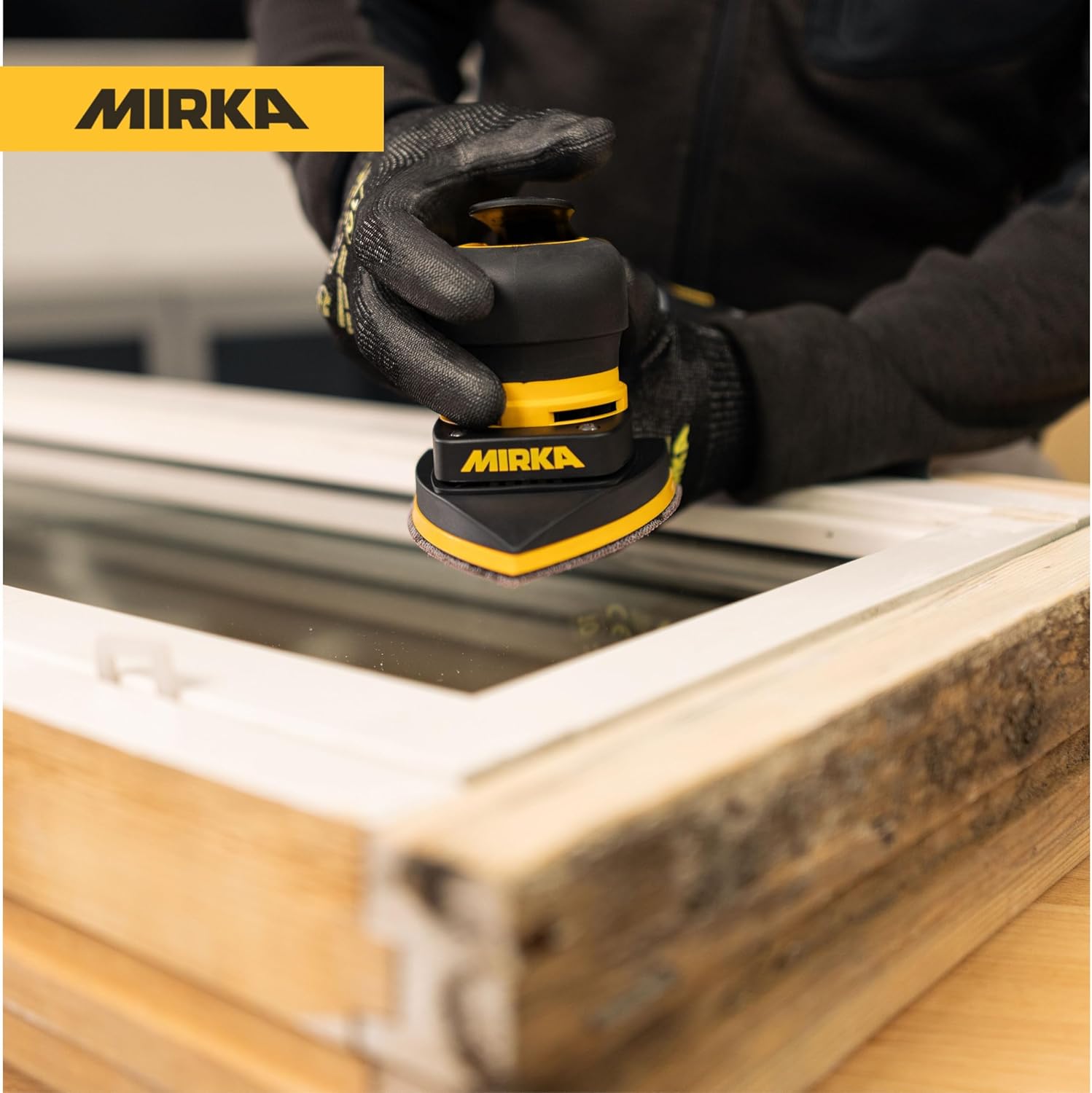 Mirka DEOS II Delta 663X Electric Orbital Sander Triangle Delta Tool 4''x6''x6'' for Painters & Woodworking, Sanding Walls, Furniture, Edges & Corners, Hook & Loop Sandpaper