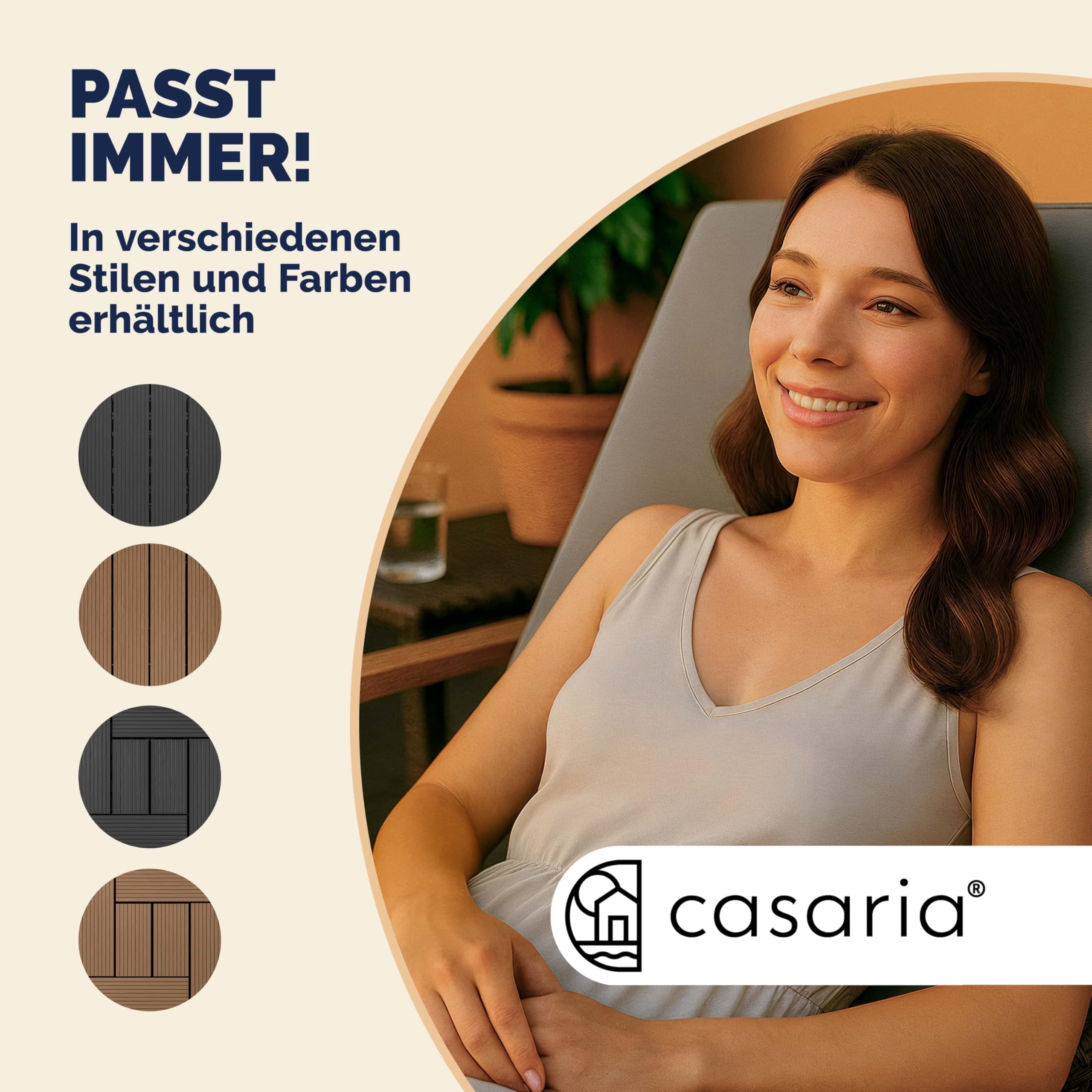 Casaria® WPC Fliesen 30x30 cm 11er Set 1m² Stecksystem Drainage Zuschneidbar Terrasse Balkon Garten klick Klassik Anthrazit