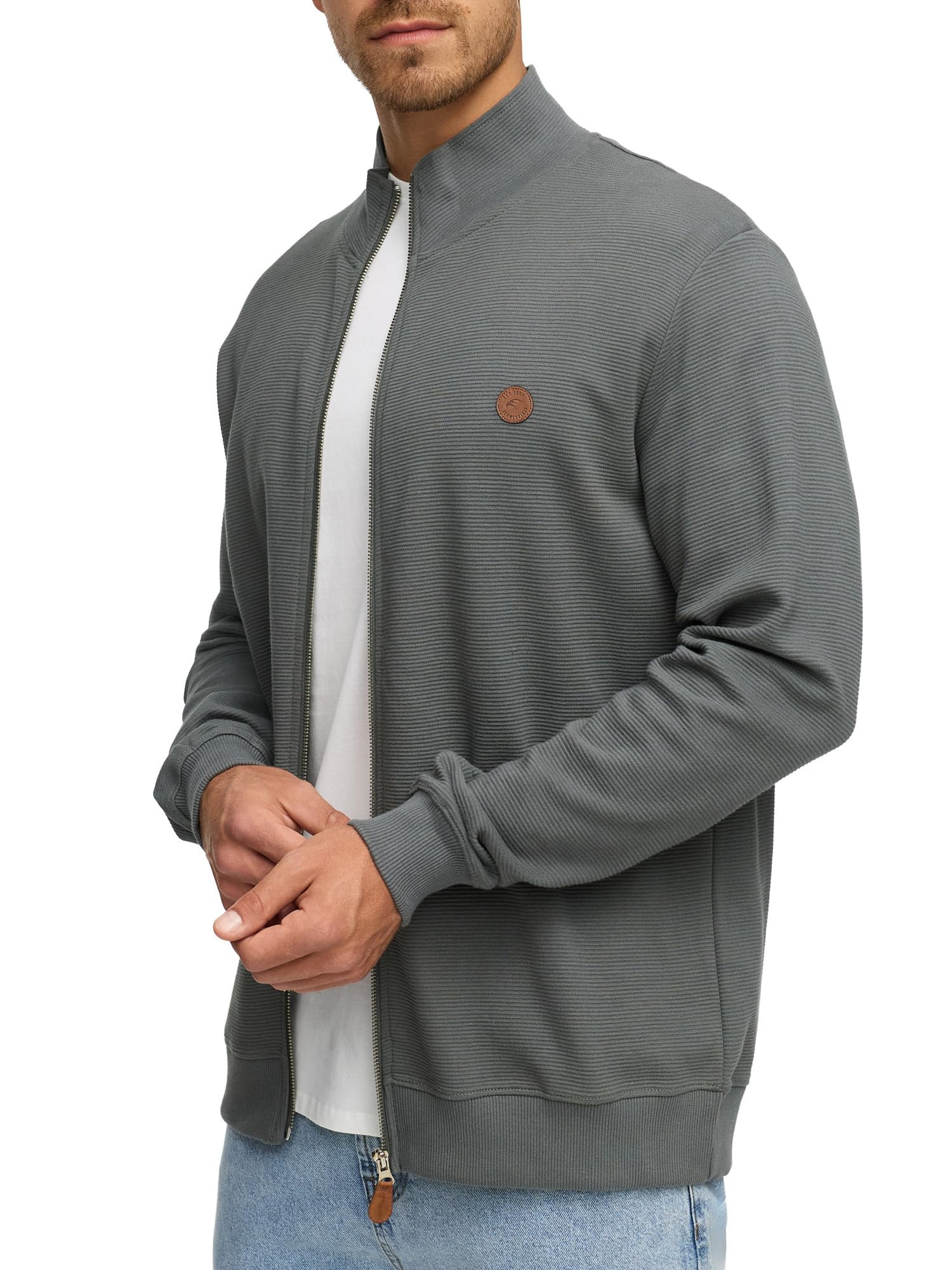 Indicode INGuadalupe Cardigan en coton pour homme | Pull avec poignets côtelés pour homme