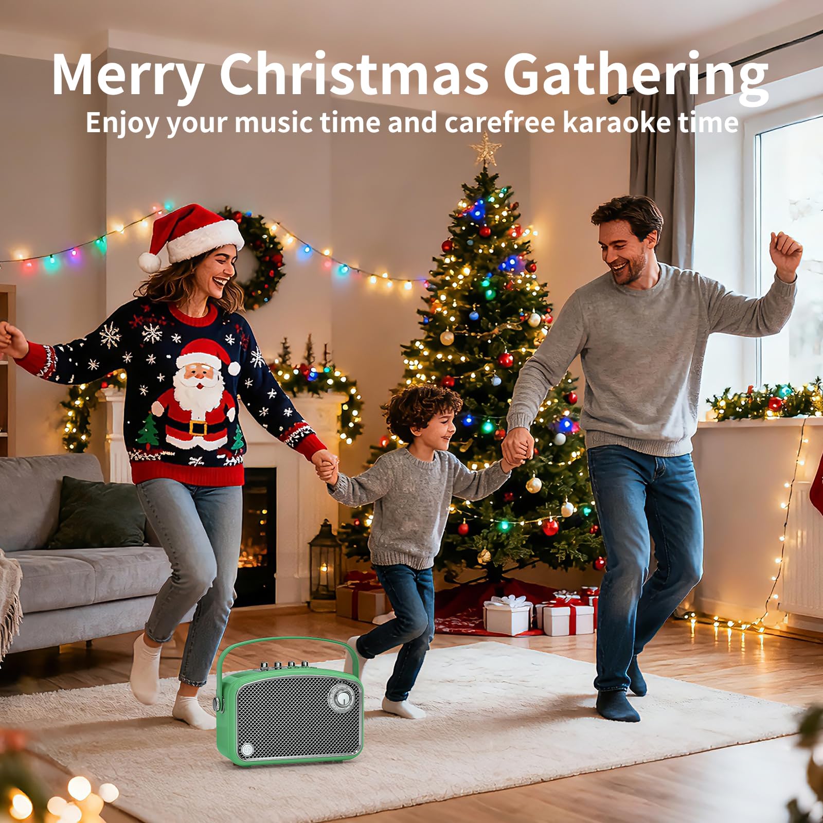 Altoparlante Bluetooth, 120 W di picco per esterni, wireless, altoparlanti portatili per feste con subwoofer, bassi profondi, suono stereo forte per casa, campeggio, viaggi (verde)