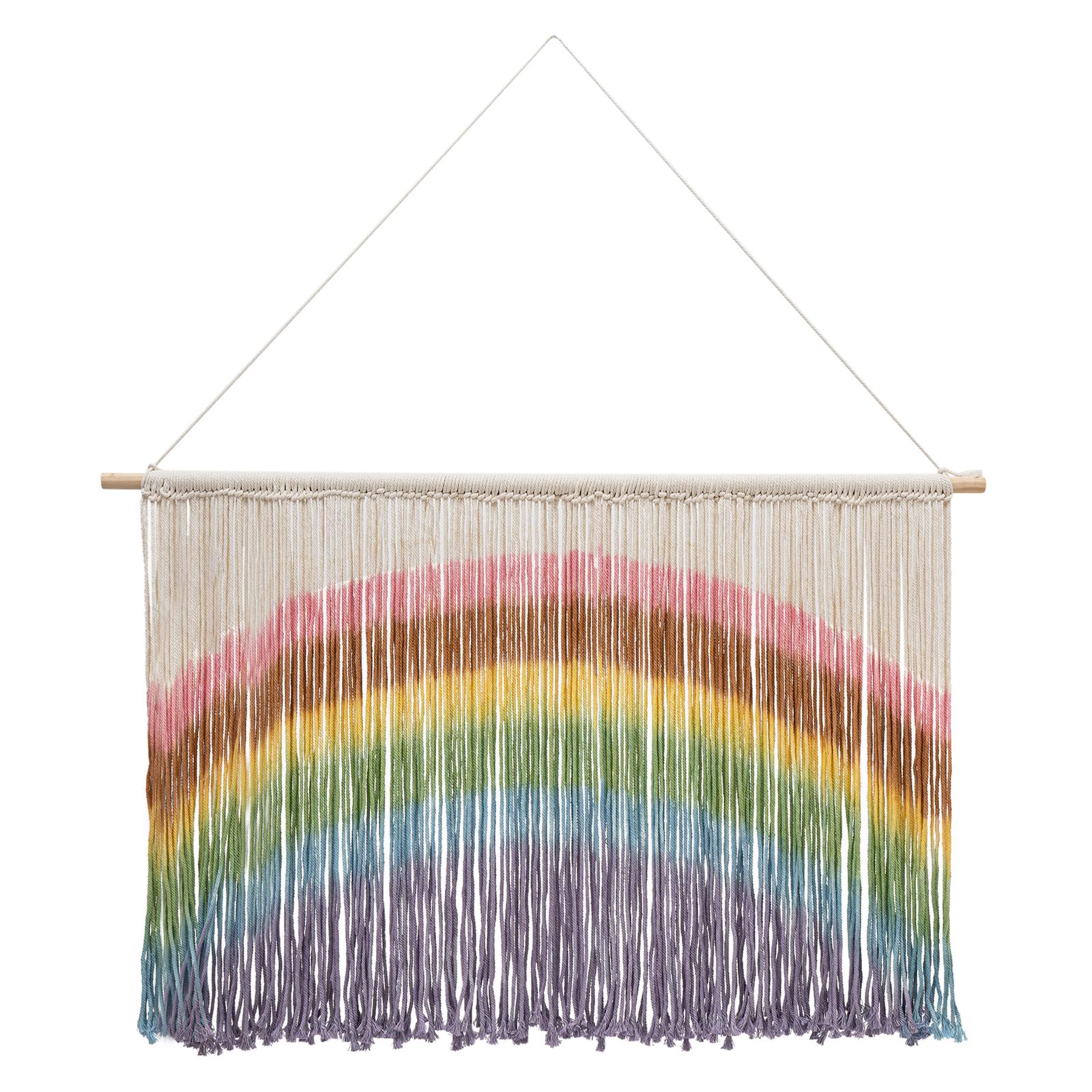EurHomePlus Rainbow Macrame Wall Hanging, Handmade Weaving Rainbow Macrame Colorful Boho Bohemian Tie-dyeing Home Decor for Bedroom, Dorm Room, Living Room, Apartment