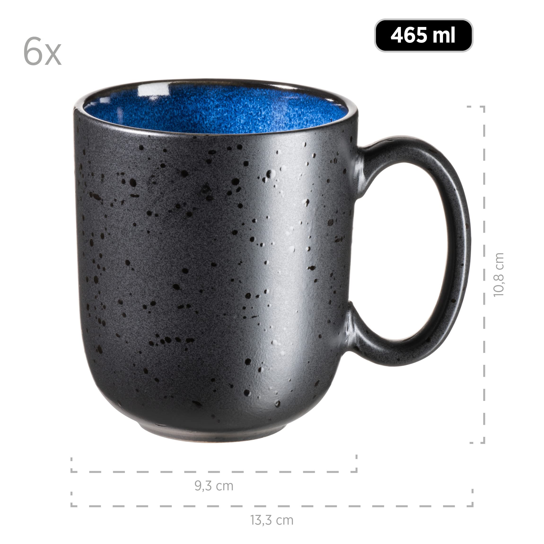 MÄSER 931971 Serie Niara - Vajilla para 6 personas (cerámica, 18 piezas), color azul y negro