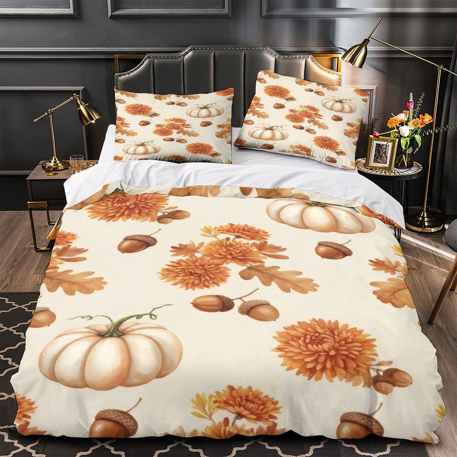 Housse de couette d'automne 140x200cm parure de lit imprimé 3D microfibre
