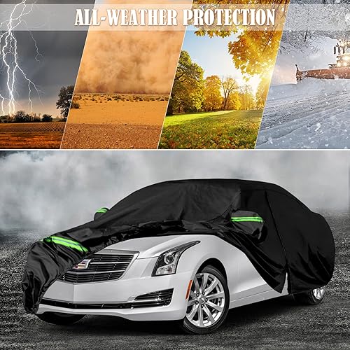 Miniatura 6 de Fundas impermeables para automóvil de repuesto para Cadillac ATSATS-V 2013-2019, 6 capas para todo tipo de clima, con puerta con cremallera y bandas