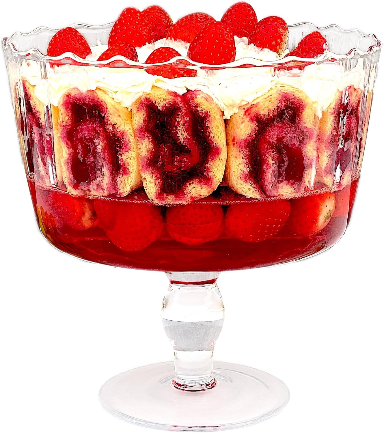 Barski Large Glass Trifle Bowl, with Scallop Design - 9" D - European Beautiful Hand Made Glass - 168 oz (over 5 quarts) Clear