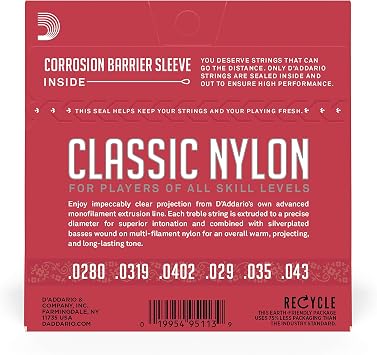 Daddario Ej27N Classical Guitar String Set (4/4), Silverplated Wound, C