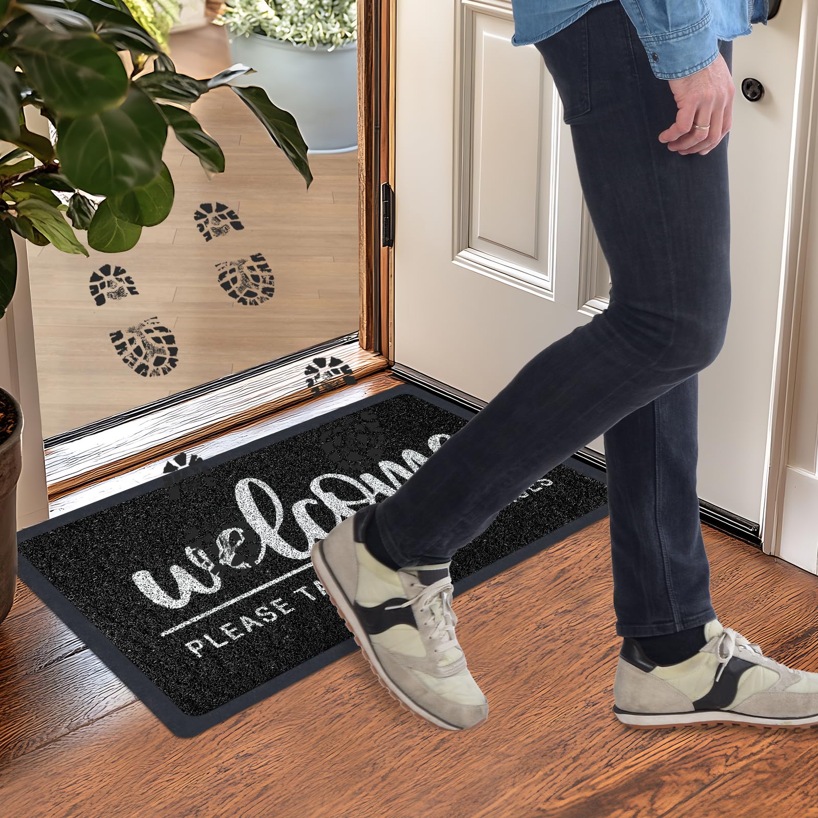 Felpudo para puerta delantera del hogar (29.5 x 17 pulgadas, bienvenido)