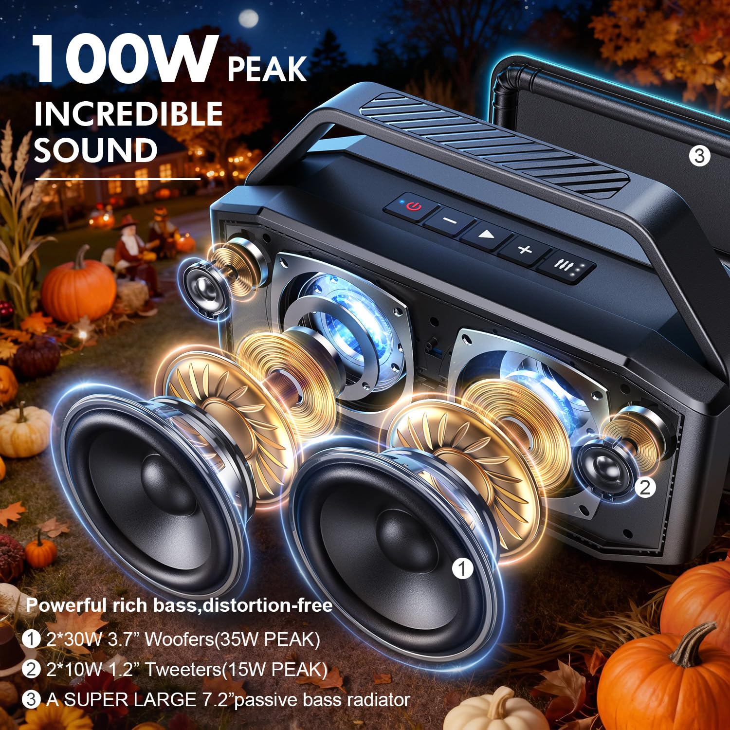 Amazon.co.jp: ぶるーとゅーす スピーカー W-KING 60W RMS 100Wピーク