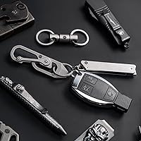 Vista 8 de KeyUnity Herramienta de llavero de mosquetón de titanio, 3 funciones en 1 multiherramienta para transporte diario (KU04)
