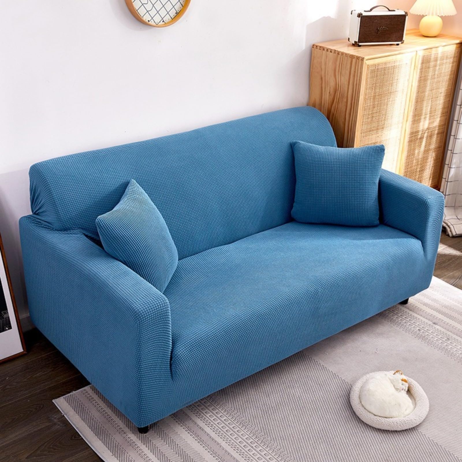 L A Forma Divano Copertura Divano Slipcover con Cinghie Elastiche Impermeabile Antiscivolo Trapuntato Mobilia Protettore per Bambini Animali Domestici 1 2 3 4 Sedili