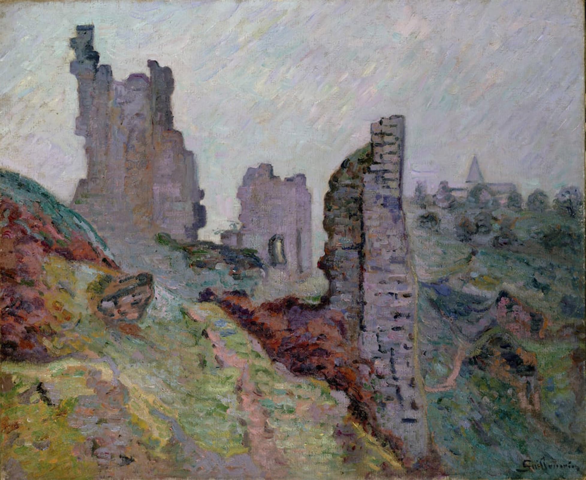 SERENDIPITP Retro Picture Poster Wall Art Pictures Painting Ruins in the Fog At Crozant by Jean Baptiste Armand Guillaumin Wall Art Canvas Print for Wall Decor 60x90cm