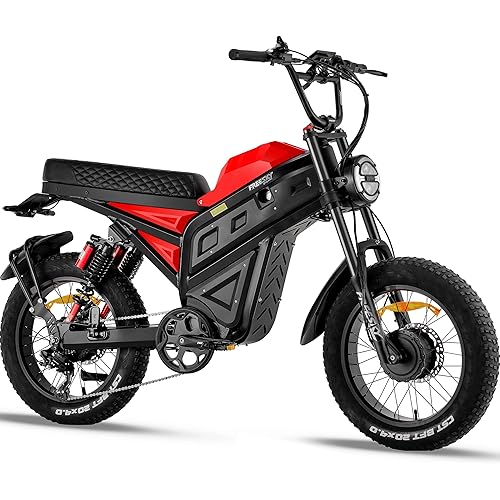 FREESKY 4000W Dual Motor Electric Dirt Bike for Adult,2880WH 60AH Battery Up to 45MPH & 200Mile Long Range Moped Ebike,20" Fat Tires All Terrain Mountain E bike,Full Suspension AWD Electric Motorcycle
