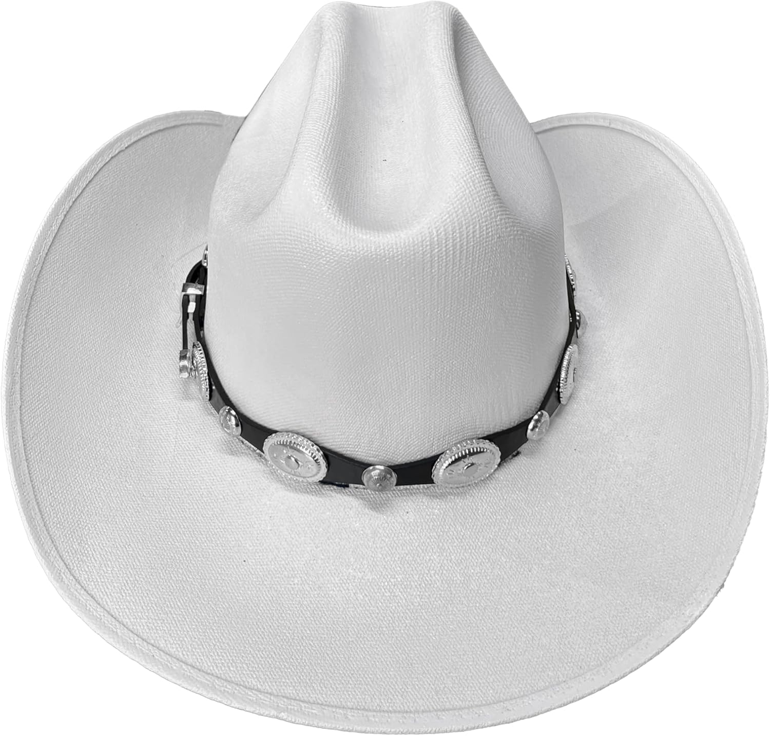 Black Western Hat Band with Silver Conchos and Adjustable Buckle - Image 5