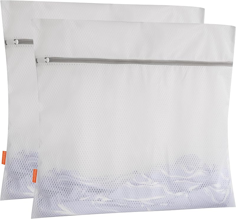 Bolsas de lavandería de malla de diamante, paquete de 2 (XX-grande, 24 x 24 pulgadas) | malla resistente, cremallera duradera, para prendas delicadas, lencería, sujetadores, ropa interior, protege las prendas en la lavadora
