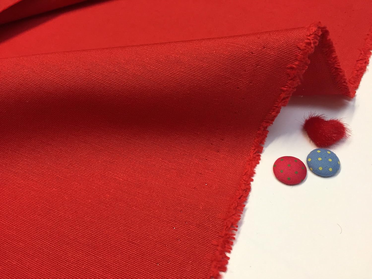 HomeBuy Plain Ottoman Fabric for Curtains Upholstery Cotton Canvas Material 140Cm Wide Red