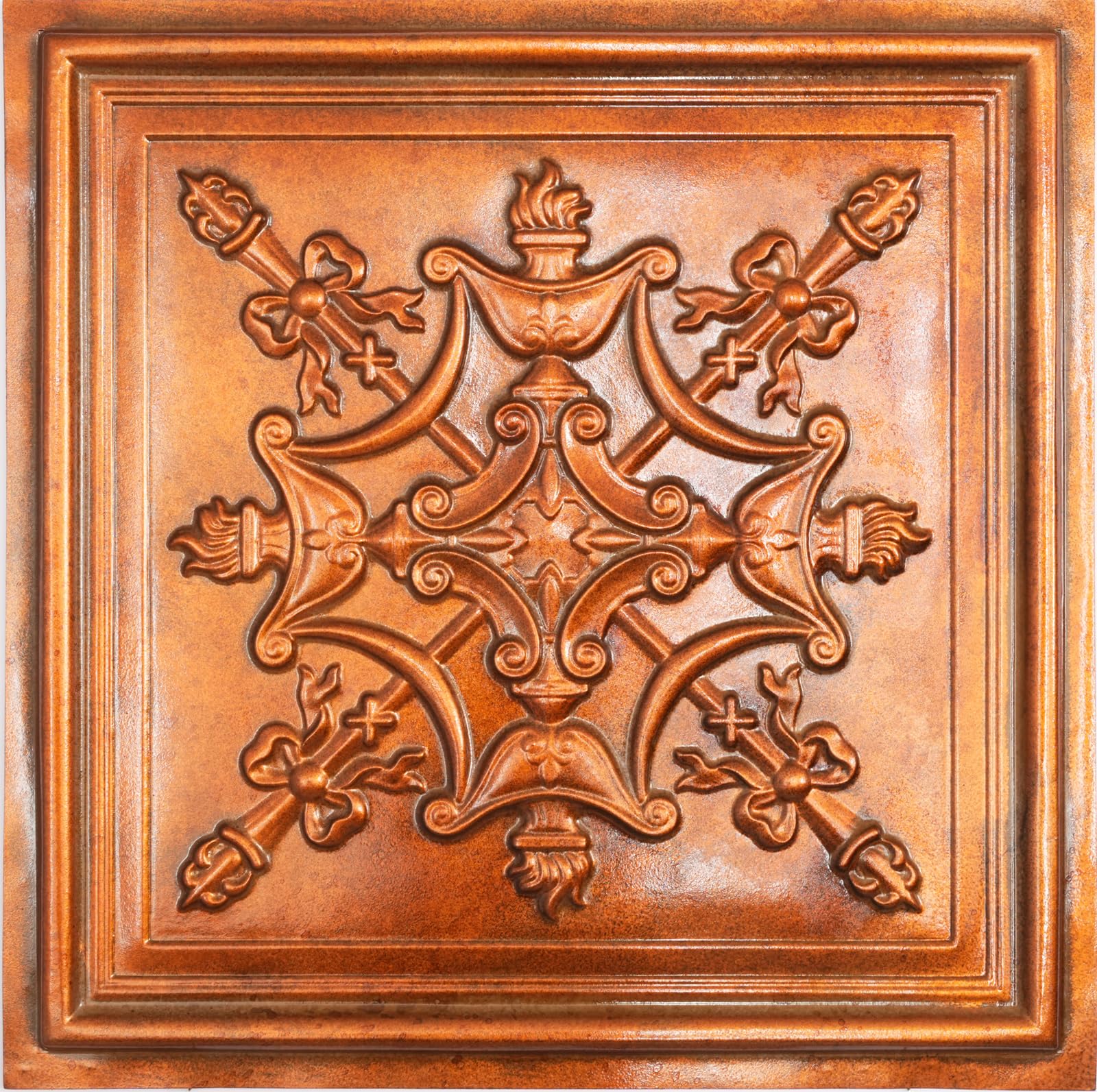 Paintsdecor Archaic Copper Tin Ceiling Tiles Peel And Stick, Easy To Install Pvc Panels, (10-Pack,40 Sq.ft) Wall Decor For Bar Cafe Club Pl07 10Piece (Archaic Copper)