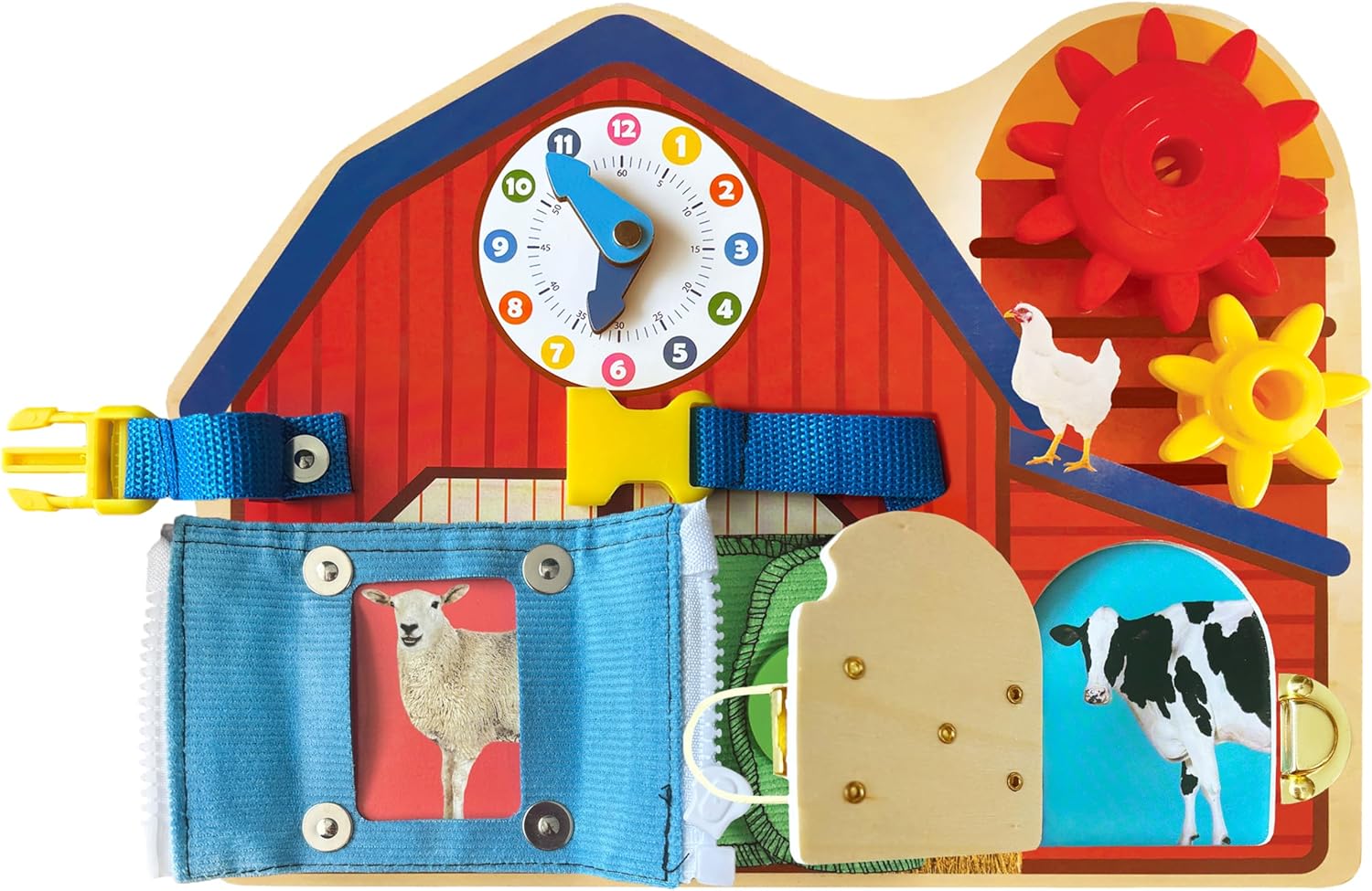 Julian & Luca Brilliant Baby Farm Busy Board | Interactive Wooden Farm Toy for Toddler & Baby | Educational & Fun Busy Board for Early Childhood Development
