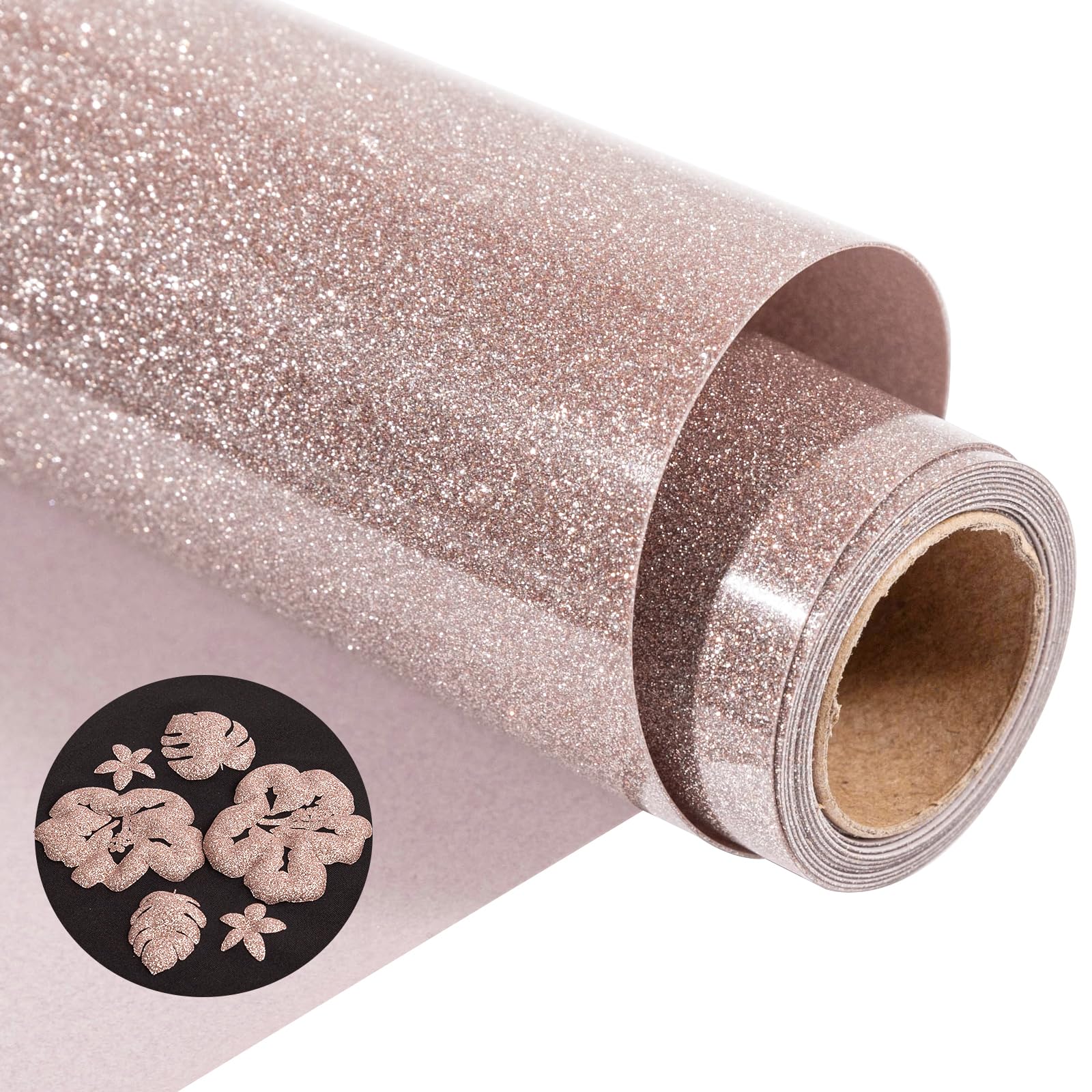 VINYL FROG 3D Puff Heat Transfer Vinyl 10" x6ft Rose Gold Glitter Foaming HTV Vinyl Puffy Shimmer Iron on Vinyl for DIY T-Shirt Heat Press Designs