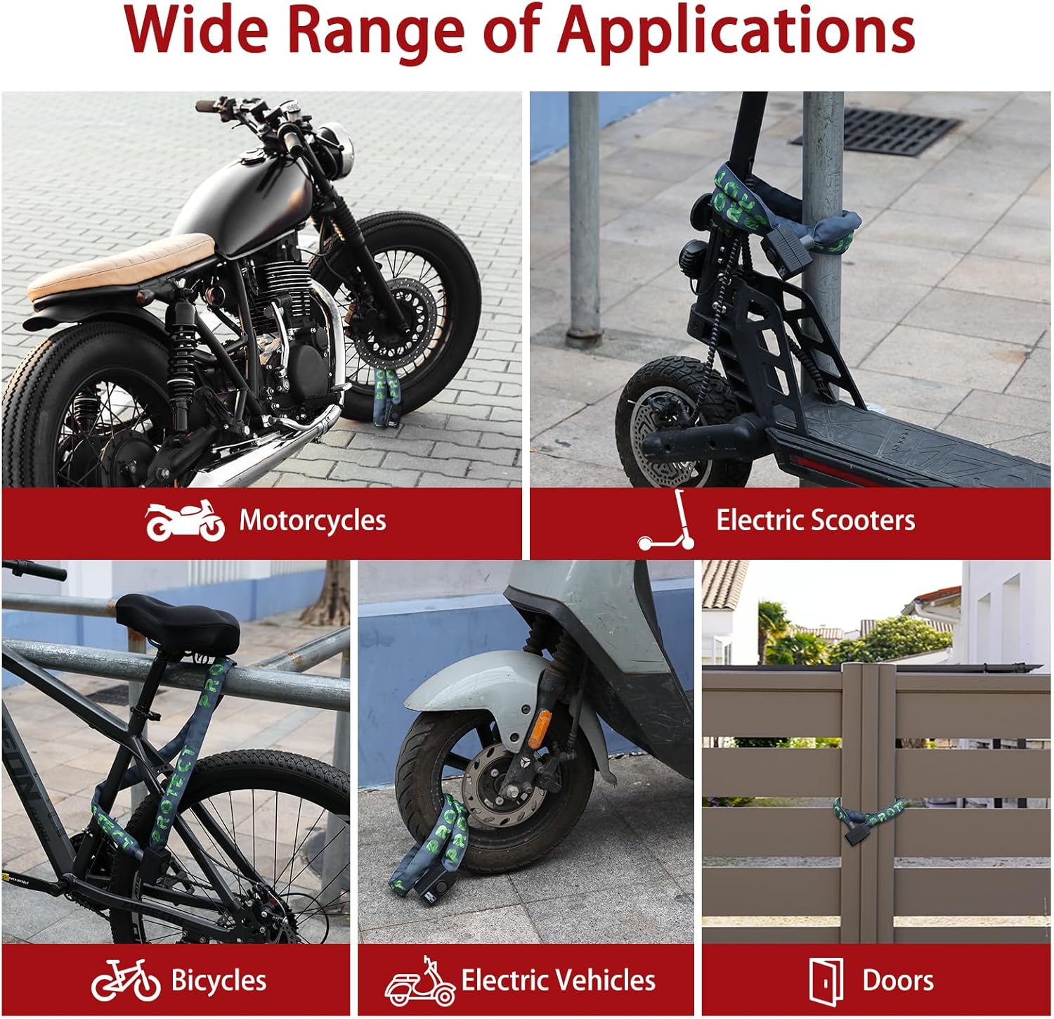 BANGTING 4FT Smart Alarm Bike Lock - 110dB Remote-Controlled Siren & 8mm Anti-Theft Chain with Key for Bicycle, E-Bike, Scooter, Motorcycle (Gray)