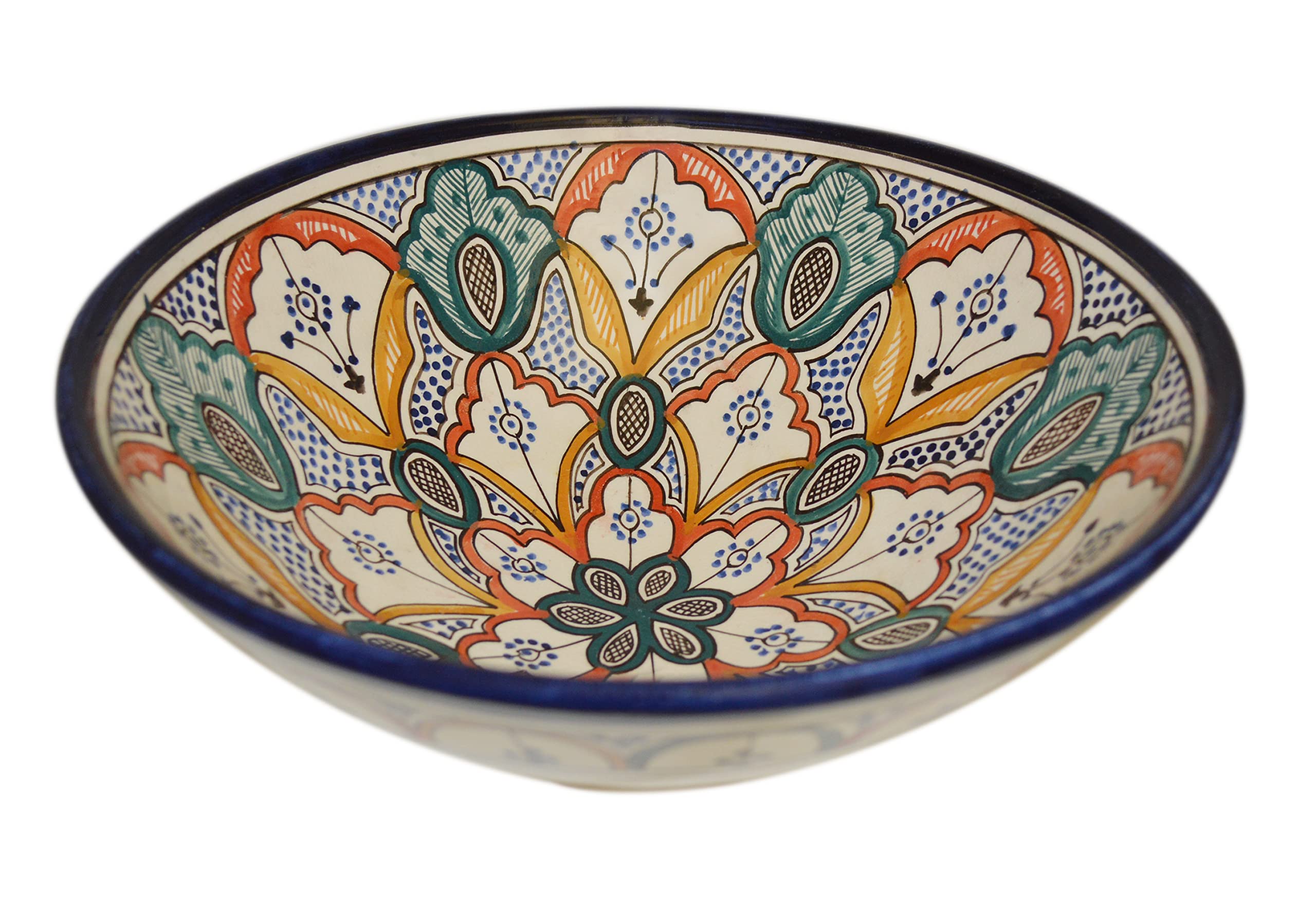 Ceramic Bowls Moroccan Handmade Serving Exquisite Piece With Vivid Colors Large 12 inches Across