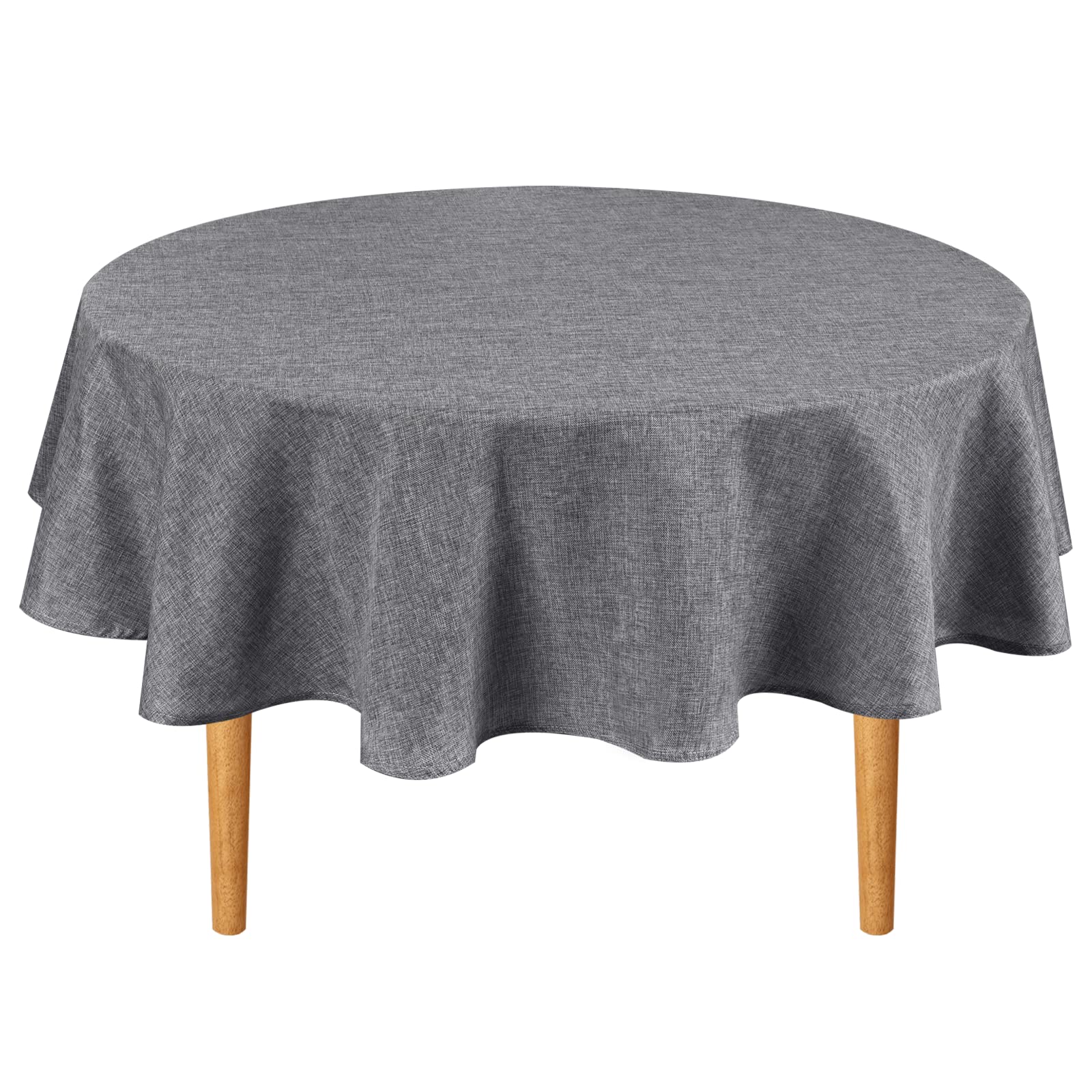 Hiasan Round Linen Tablecloth 40 Inch - Wrinkle and Stain Resistant Washable Polyester Fabric Table Cloth for Dining Room Kitchen Party, Grey