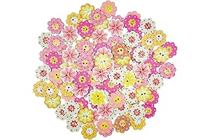 120-Pcs 3/4" Mixed Flower Wooden Buttons: A Burst of Floral Elegance for...