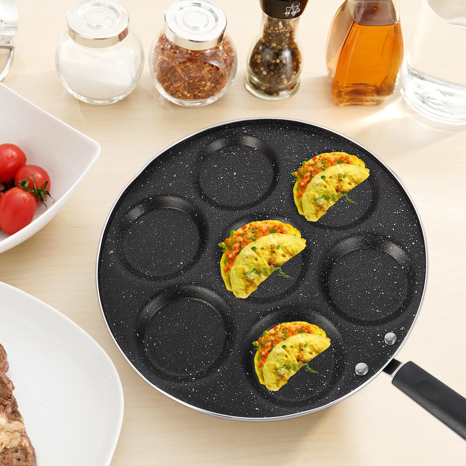 MAGICLULU Spiegeleipfanne mit Fächern Antihaftbeschichtet Bratpfanne für Omeletts und Eier Küchenhelfer aus Robustem Material für Zuhause und Restaurants
