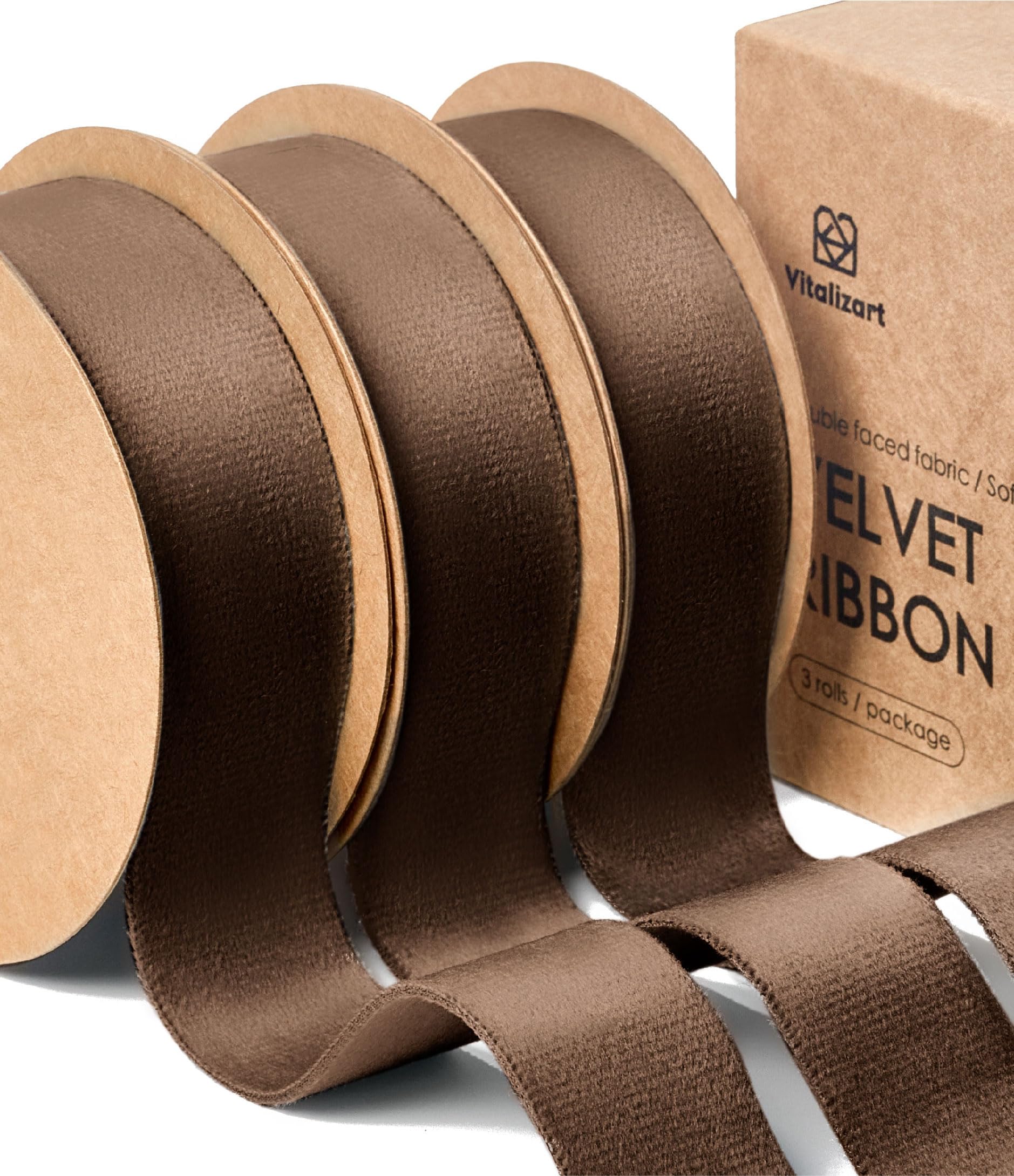 nastro in velluto marrone h. 1,5 cm lungo 7 mt